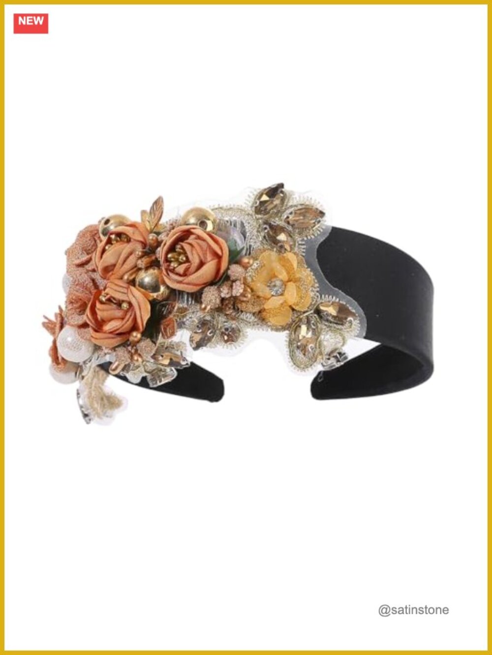 Rhinestone Floral Headband Crystal Pearl Lace Wedding Hair Accessory